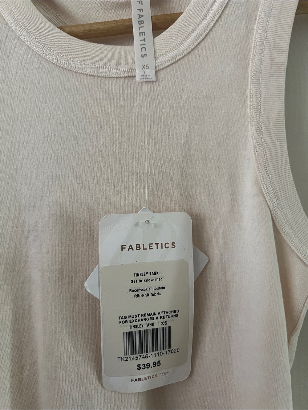 ❤️🔥❤️ Fabletics Cream Ribbed Racerback tinsley Tank xs - Picture 2 of 4